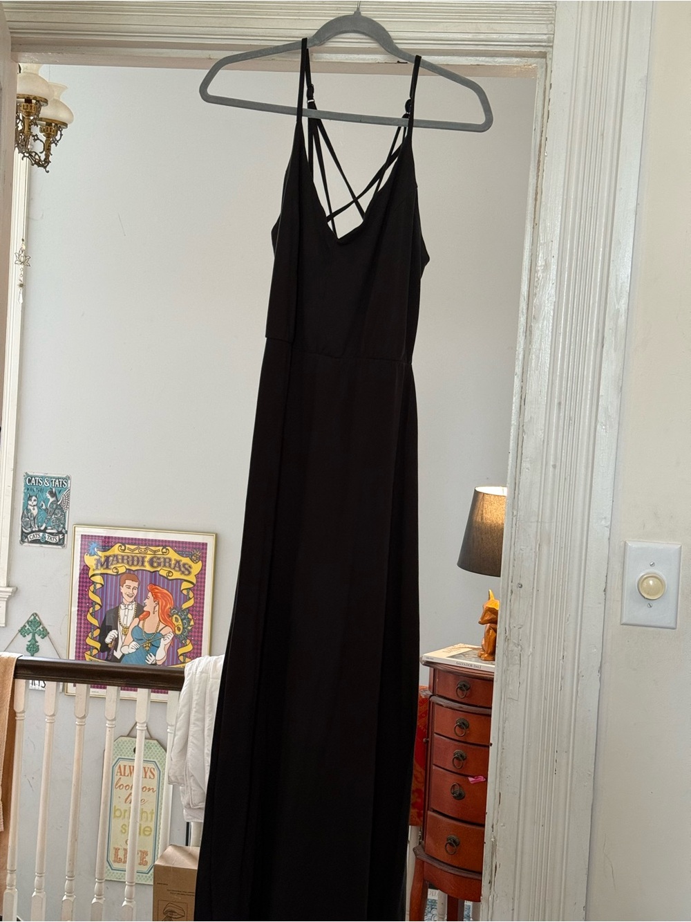 Black Strappy Maxi Dress - Women's Elegant Evening Slip Dress